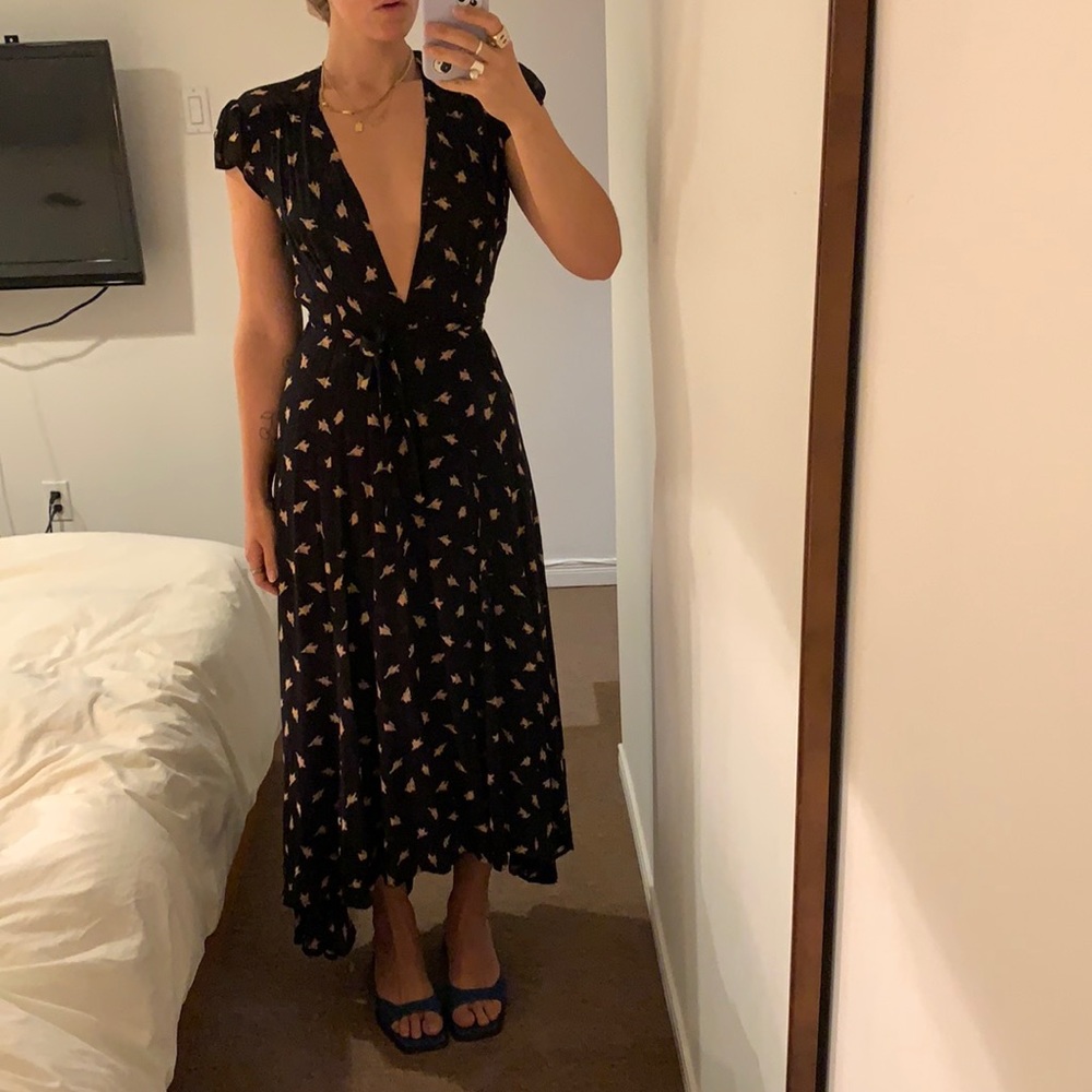 Reformation wrap dress with floral details